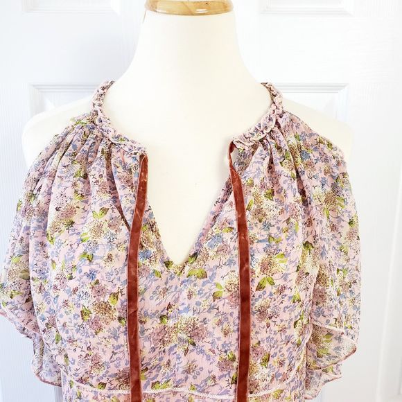 Forever 21 Floral Open Shoulder Prairie Dress NWT - Picture 2 of 10